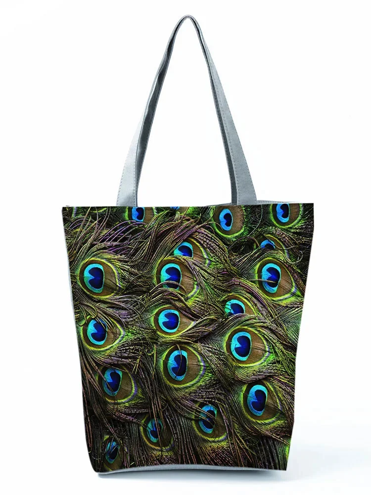 Peacock Feather Printed Handbag Outdoor Foldable Women Green Shoulder Bag Classic Travel Reusable Shopping Bag Custom Pattern
Peacock Feather Printed Handbag Outdoor Foldable Women Green Shoulder Bag Classic Travel Reusable Shopping Bag Custom Pattern