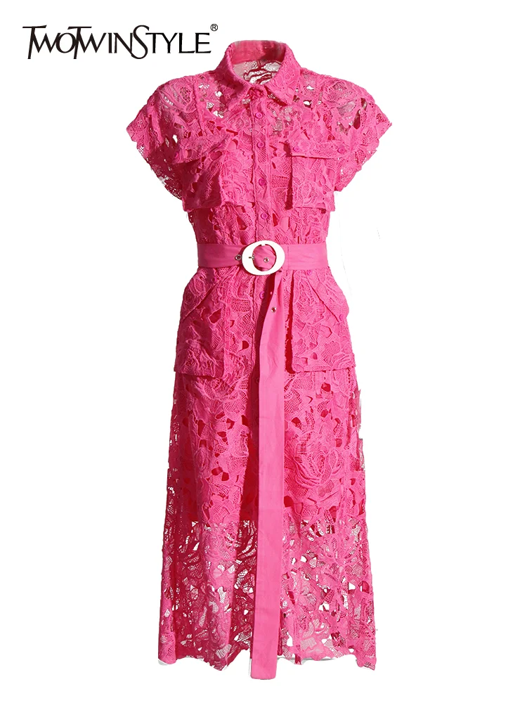 TWOTWINSTYLE Solid Embroidery Hollow Out Slim Dresses For Women Lapel Long Sleeve High Waist Patchwork Pockets Dress Female New
TWOTWINSTYLE Solid Embroidery Hollow Out Slim Dresses For Women Lapel Long Sleeve High Waist Patchwork Pockets Dress Female New