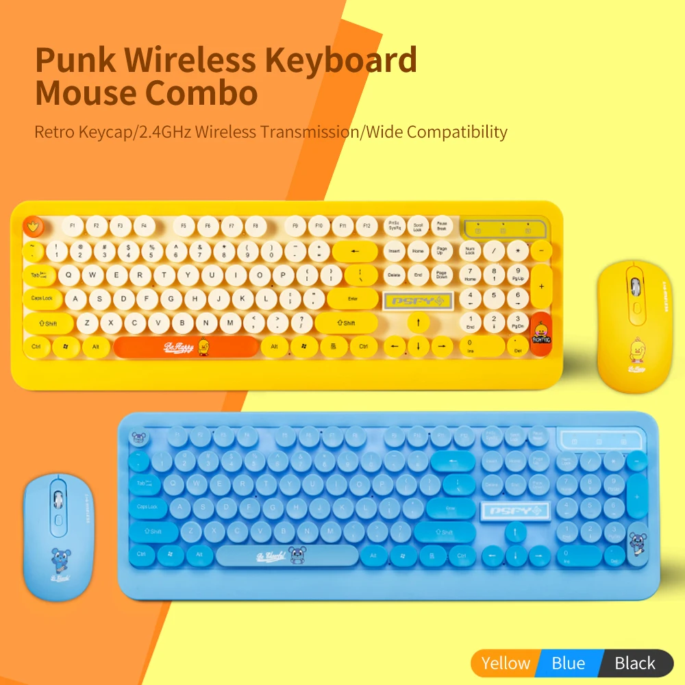 K68 Keyboard Mouse Combo 2.4GHz Wireless Cute Retro Round Keycap Keyboard Mouse Set Punk Keyboard Mouse Combo Teclado keyboards
K68 Keyboard Mouse Combo 2.4GHz Wireless Cute Retro Round Keycap Keyboard Mouse Set Punk Keyboard Mouse Combo Teclado keyboards