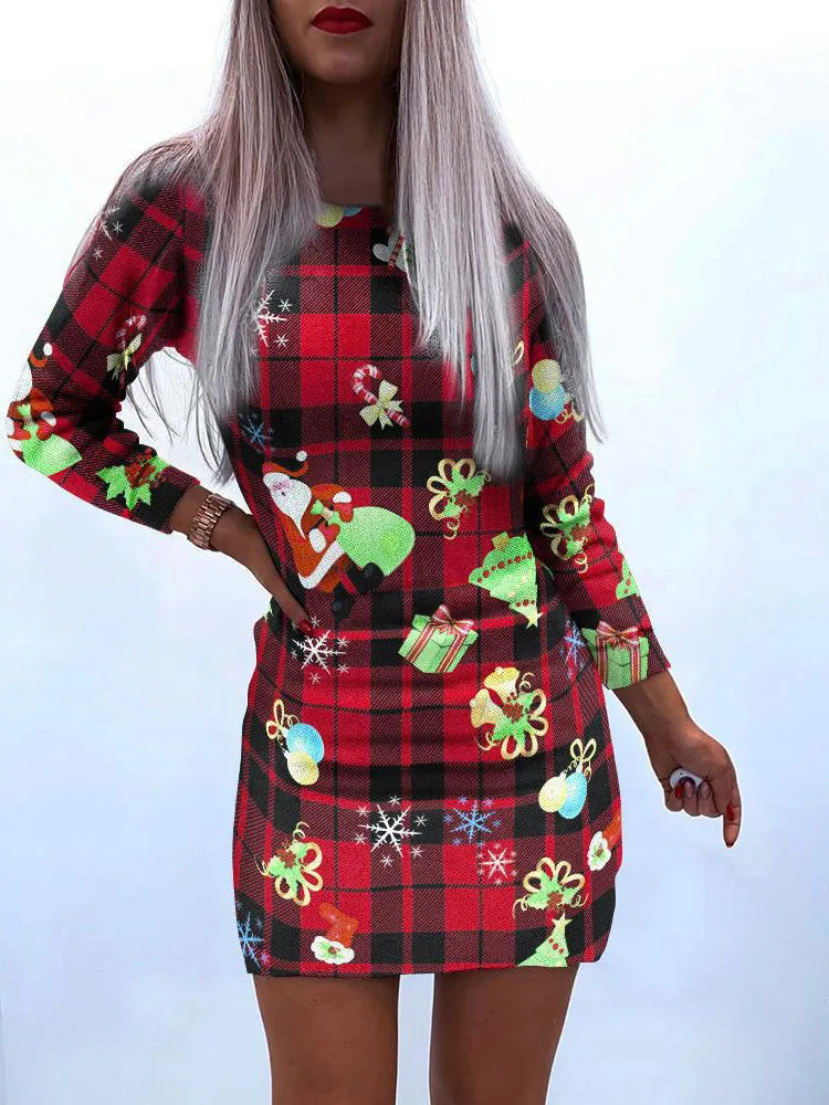 New Autumn Winter Christmas Print O Neck Long Sleeve Women's One Piece Skirt Slim Fit Package Hips Fashionable Woman Base Dress
New Autumn Winter Christmas Print O Neck Long Sleeve Women's One Piece Skirt Slim Fit Package Hips Fashionable Woman Base Dress