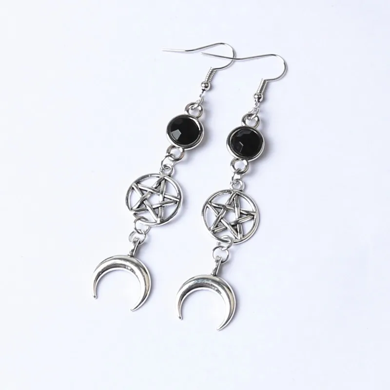 Crescent Black Amulet Runestone Pentagram Earring Witch Moon Earring Gothic Sky Jewelry Sun Jewelry
Crescent Black Amulet Runestone Pentagram Earring Witch Moon Earring Gothic Sky Jewelry Sun Jewelry