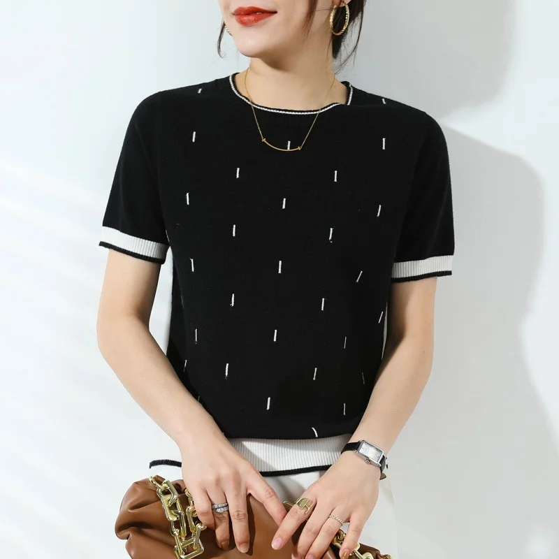 Women Tees Slim Korean Pullover Large Size Fashion Short Sleeve T-shirts Female 2021 New Round Neck Sweater Casual Tops Speckle
Women Tees Slim Korean Pullover Large Size Fashion Short Sleeve T-shirts Female 2021 New Round Neck Sweater Casual Tops Speckle