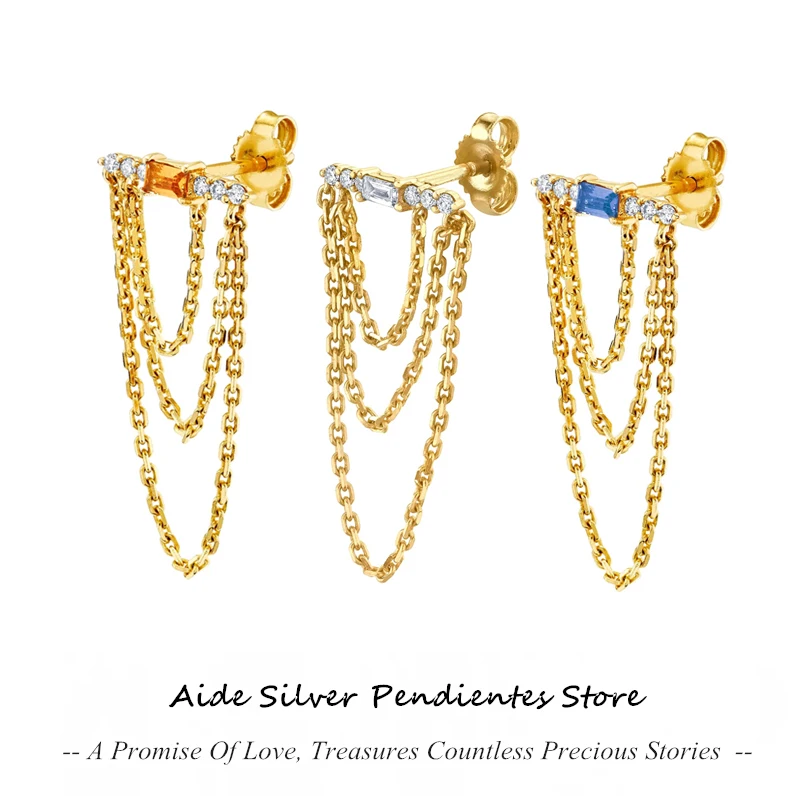 AIDE 1 Piece Three-layer Chain Tassel Stud Earring 925 Sterling Silver Long Earrings For Women Pendientes Plata 925 Jewelry Gift 
AIDE 1 Piece Three-layer Chain Tassel Stud Earring 925 Sterling Silver Long Earrings For Women Pendientes Plata 925 Jewelry Gift