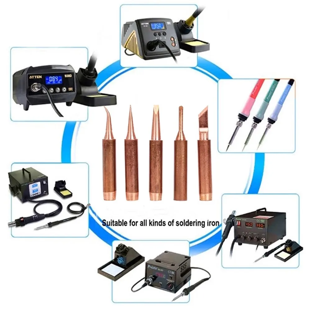 5pcs/Set 900M-T Copper Set Electric Soldering Iron Tip Copper Lead-Free Solder Tips Welding Lead-free For Horns Plastic DIY
5pcs/Set 900M-T Copper Set Electric Soldering Iron Tip Copper Lead-Free Solder Tips Welding Lead-free For Horns Plastic DIY