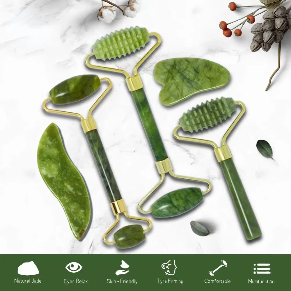Natural Jade Roller Gua Sha Massager Tool Sets For Face Gouache Scraper Roller Set Facial Skin Care Beauty Health Massage Tools
Natural Jade Roller Gua Sha Massager Tool Sets For Face Gouache Scraper Roller Set Facial Skin Care Beauty Health Massage Tools