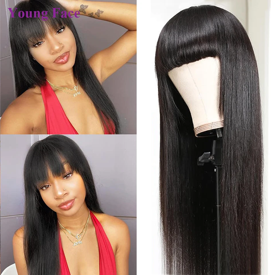 Brazilian Straight Human Hair Wig With Bangs Natural Fringe Wigs Human Hiar For Black Women Full Machine Made Wigs Glueless
Brazilian Straight Human Hair Wig With Bangs Natural Fringe Wigs Human Hiar For Black Women Full Machine Made Wigs Glueless