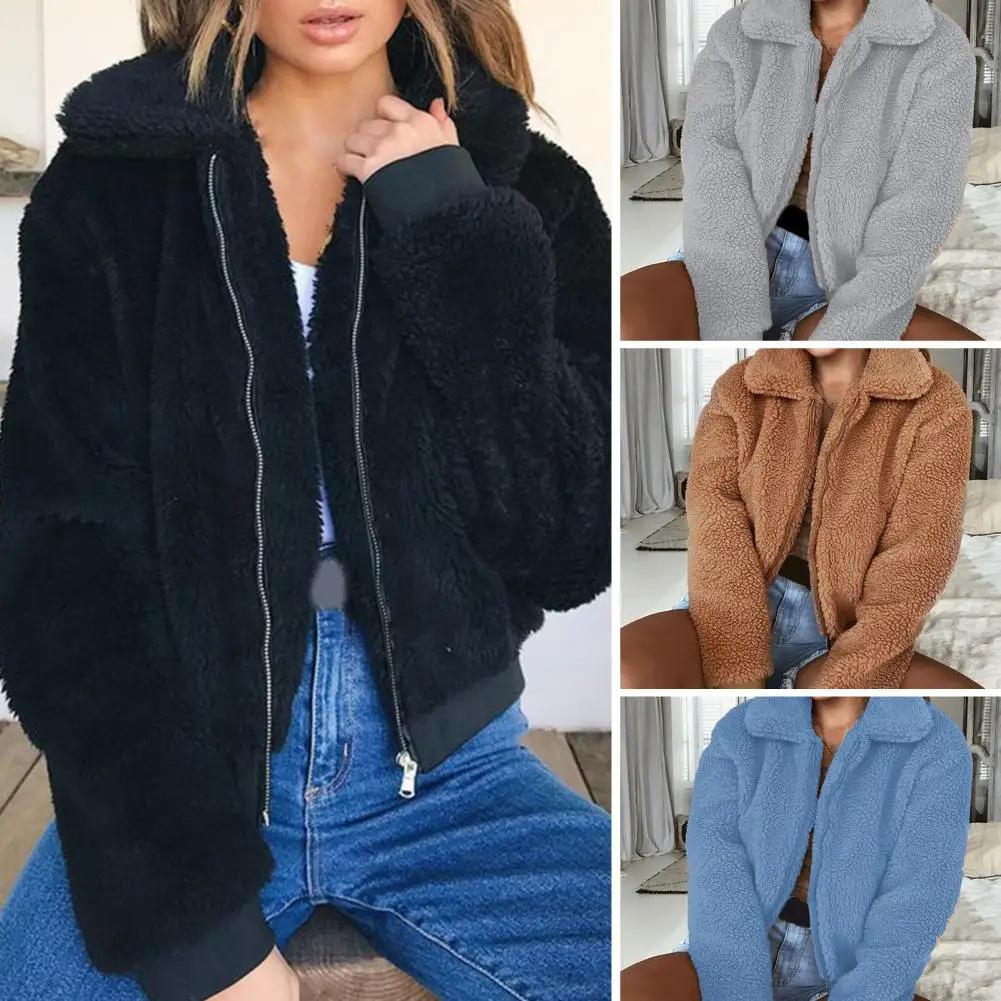Women Coat Thicken Warm Soft Solid Color Long Sleeves Turn-down Collar Cozy Cardigan Zipper Winter Jacket Women Clothes
Women Coat Thicken Warm Soft Solid Color Long Sleeves Turn-down Collar Cozy Cardigan Zipper Winter Jacket Women Clothes
