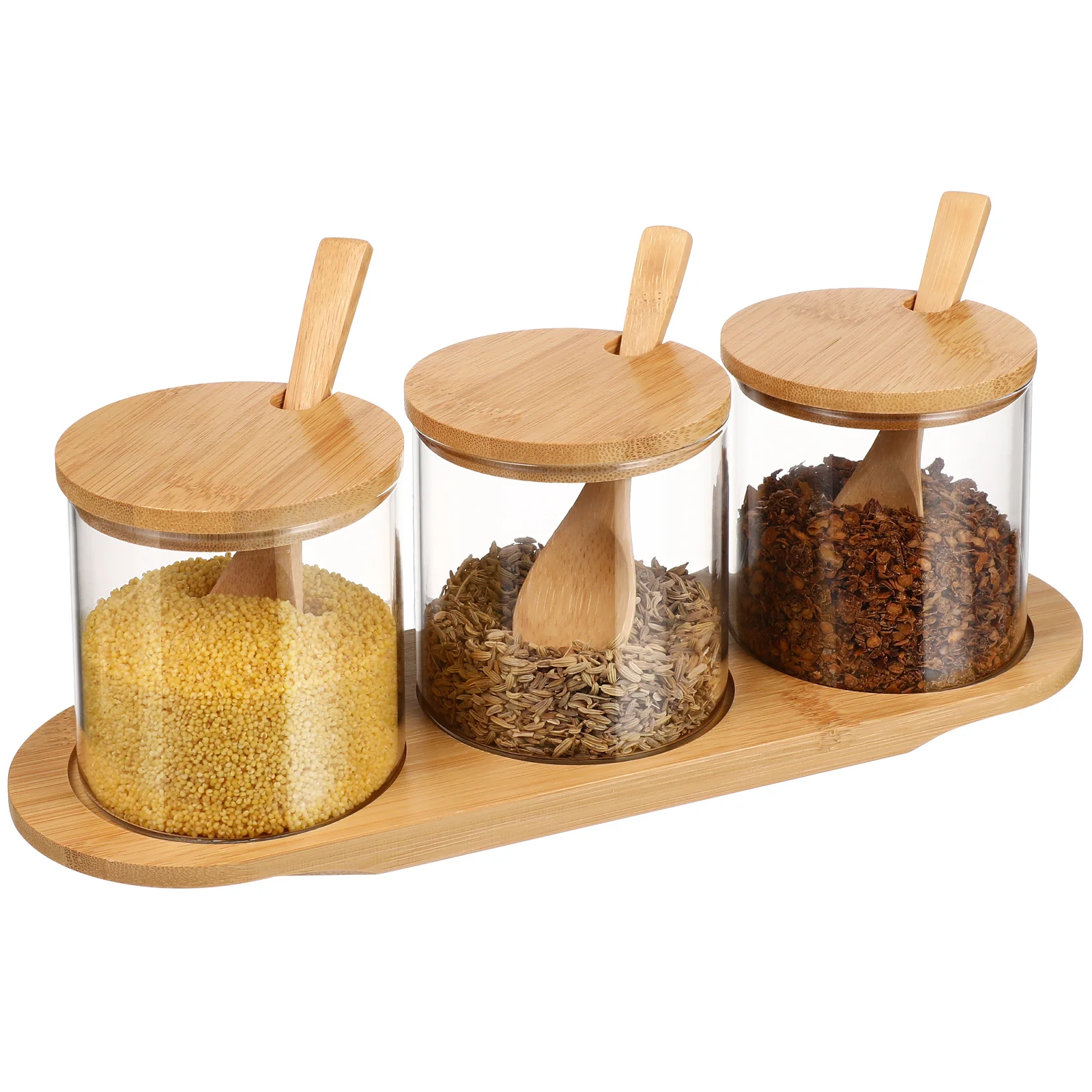 Set of 3 Seasoning Box Set: Glass Sealed Condiment Pot Sugar Jars with Lid and Spoon for Home Hotel Restaurant Coffee Bar Bowl
Set of 3 Seasoning Box Set: Glass Sealed Condiment Pot Sugar Jars with Lid and Spoon for Home Hotel Restaurant Coffee Bar Bowl