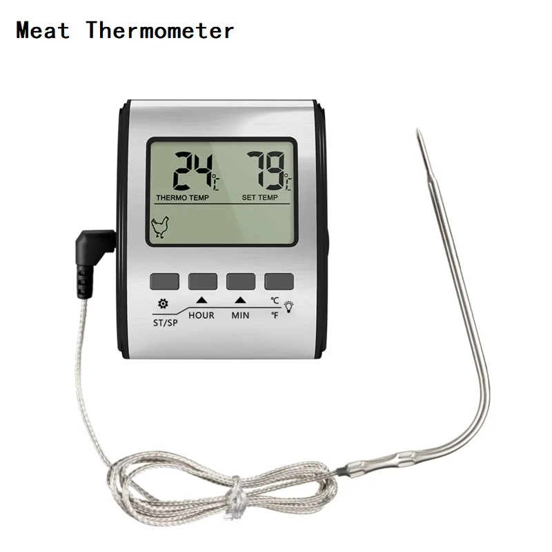 Digital Cooking Food Meat Smoker Oven Kitchen BBQ Grill Thermometer Large LCD Clock Timer with Stainless Steel Probe
Digital Cooking Food Meat Smoker Oven Kitchen BBQ Grill Thermometer Large LCD Clock Timer with Stainless Steel Probe