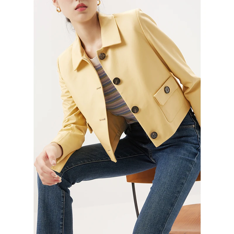 Design Autumn 2022 New Leather Jacket Women Sheepskin Crop Top Vintage Single Breasted Casaco Feminino Genuine Leather
Design Autumn 2022 New Leather Jacket Women Sheepskin Crop Top Vintage Single Breasted Casaco Feminino Genuine Leather