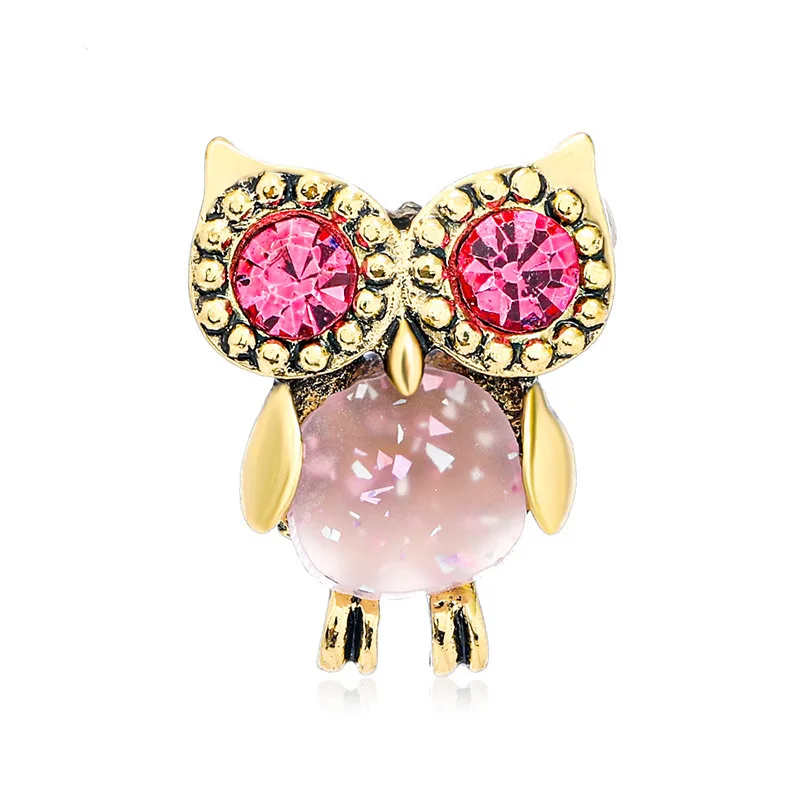 

Exquisite Retro Pink Opal Owl Brooches For Women Clothing Suit Lovely Rhinestone Owl Bird Brooch Pins Office Party Jewelry Gift