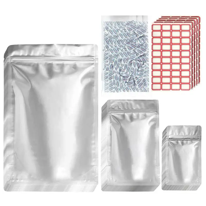 Mylar Bags Kit 100 Food Storage Bags For Grains Wheat Rice Stand-Up Zipper Pouches Resealable And Heat Sealable For Long Term 
Mylar Bags Kit 100 Food Storage Bags For Grains Wheat Rice Stand-Up Zipper Pouches Resealable And Heat Sealable For Long Term