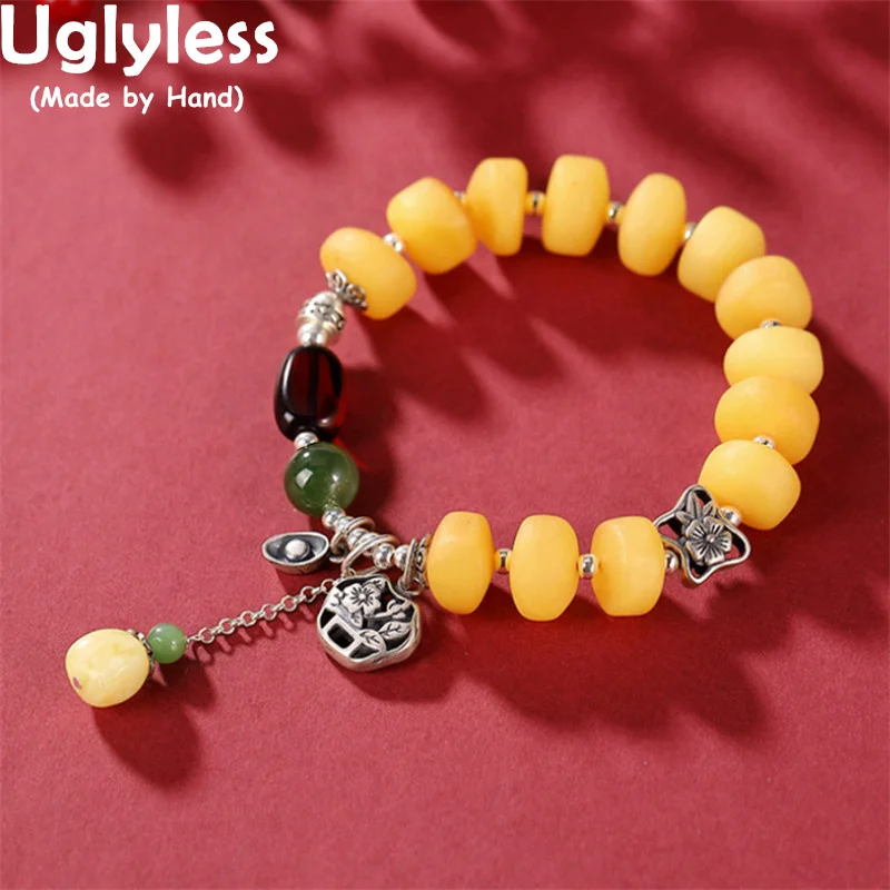 Uglyless Eastern Beauty Amber Beeswax Bracelets for Women Luxury Multi Gemstones Beading Jewelry Elastic Rope 925 Silver Tassels
Uglyless Eastern Beauty Amber Beeswax Bracelets for Women Luxury Multi Gemstones Beading Jewelry Elastic Rope 925 Silver Tassels