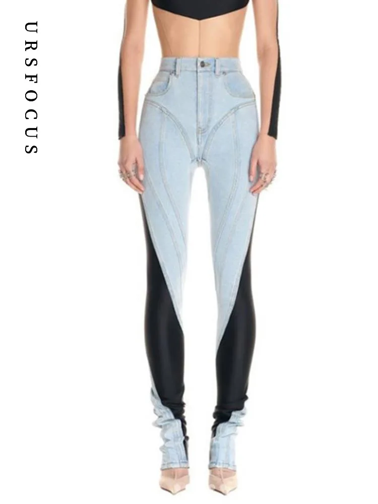 URSFOCUS Women Jeans Button Fly Contrast Color Trousers High Waist Slim Patchwork Denim Pencil Pants Female Autumn C4UN
URSFOCUS Women Jeans Button Fly Contrast Color Trousers High Waist Slim Patchwork Denim Pencil Pants Female Autumn C4UN