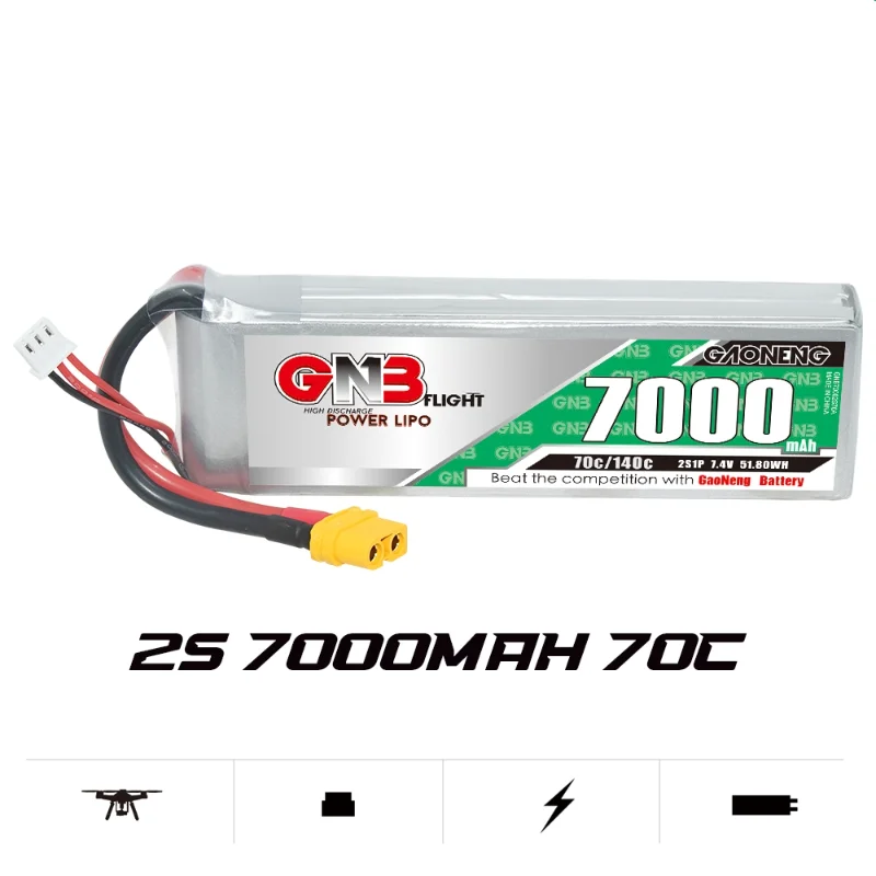 Литий-полимерный аккумулятор Gaoneng GNB 7000 мАч 2S 7,4 В 70C 140C с разъемом XT60/XT90/T для вертолета, подъема, радиоуправляемого автомобиля, модель дистанционного управления
Литий-полимерный аккумулятор Gaoneng GNB 7000 мАч 2S 7,4 В 70C 140C с разъемом XT60/XT90/T для вертолета, подъема, радиоуправляемого автомобиля, модель дистанционного управления