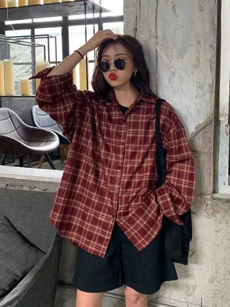 Jmprs Vintage Women Plaid Shirt Summer Long Sleeve Oversize Harajuku Bf Student Tops Loose Couple Button Up Shirts
Jmprs Vintage Women Plaid Shirt Summer Long Sleeve Oversize Harajuku Bf Student Tops Loose Couple Button Up Shirts