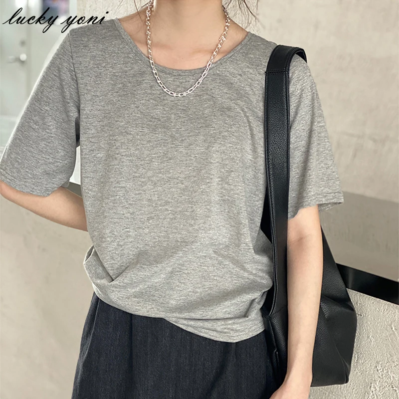 Yoni Simple Solid T Shirt Women Summer New Casual Loose Pure Cotton Tees Female Fashion O-neck Short Sleeve All-match Tops
Yoni Simple Solid T Shirt Women Summer New Casual Loose Pure Cotton Tees Female Fashion O-neck Short Sleeve All-match Tops