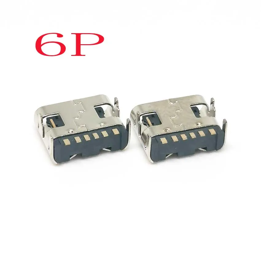 

20/10/5pcs 6 Pin SMT Socket Connector Micro USB Type C 3.1 Female Placement SMD DIP For PCB design DIY high current charging