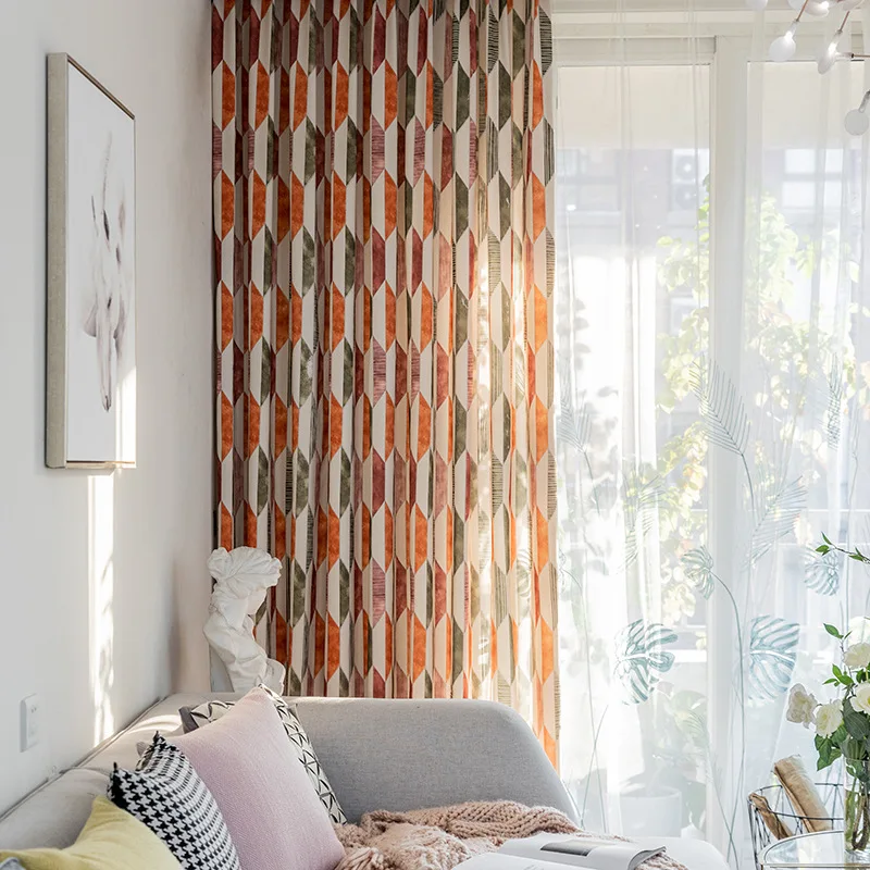 Modern Minimalist Hall Curtains for Living Room Polyester Cotton Printed Curtain Orange Blue Decoration Bedroom Window Screens
Modern Minimalist Hall Curtains for Living Room Polyester Cotton Printed Curtain Orange Blue Decoration Bedroom Window Screens