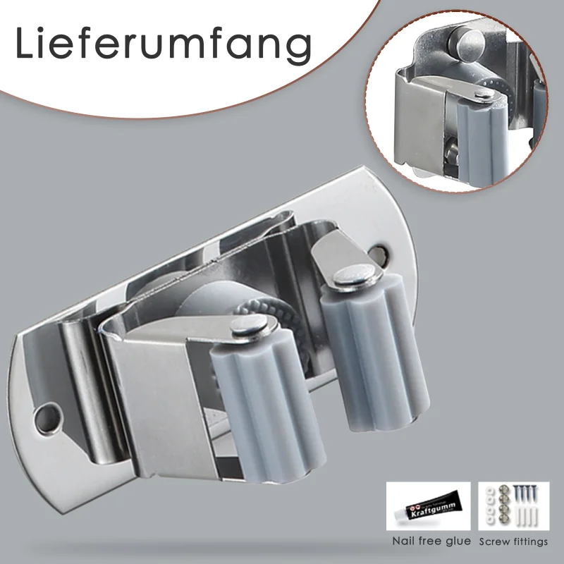 Stainless Steel Mop Clip Broom Holder Adhesive Wall Mount Multi-Purpose Hook Space Saving Kitchen Bathroom Accessorie Hook Rack
Stainless Steel Mop Clip Broom Holder Adhesive Wall Mount Multi-Purpose Hook Space Saving Kitchen Bathroom Accessorie Hook Rack