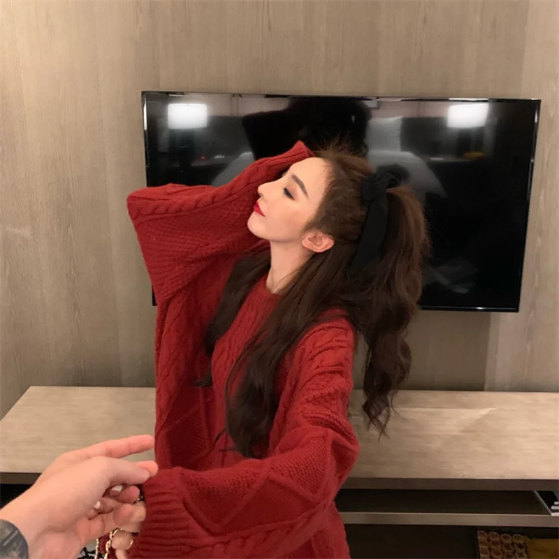 Christmas Sweater Autumn Winter New Loose Pullover Long Sleeve Top Lazy Heavy Industry Fried Dough Twist Knitting Sweater Women
Christmas Sweater Autumn Winter New Loose Pullover Long Sleeve Top Lazy Heavy Industry Fried Dough Twist Knitting Sweater Women