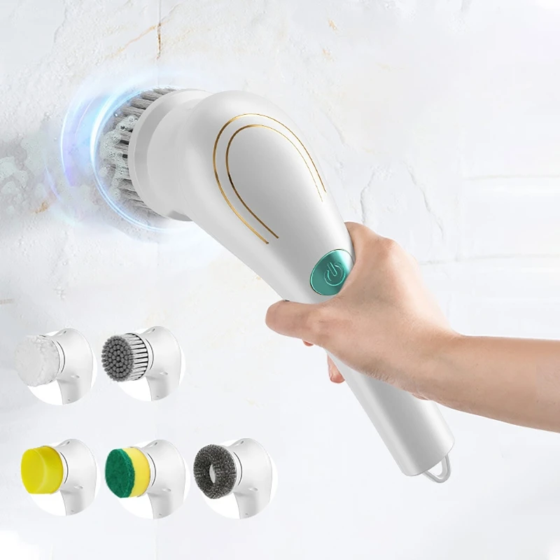 

5 in 1 Electric Cleaning Brush Multi-functional USB Charging Bathroom Wash Tool Kitchen Clean Accessories Easily Dishwashing