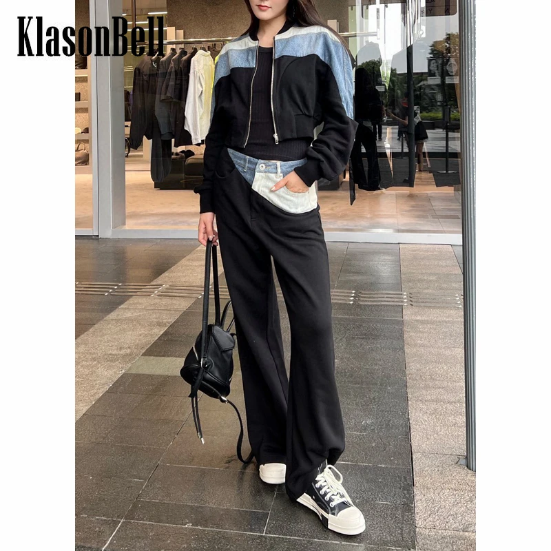 9.30 KlasonBell Fashion Patchwork Denim Zipper Short Jacket Or Wide Leg Pants Casual Set Women
9.30 KlasonBell Fashion Patchwork Denim Zipper Short Jacket Or Wide Leg Pants Casual Set Women