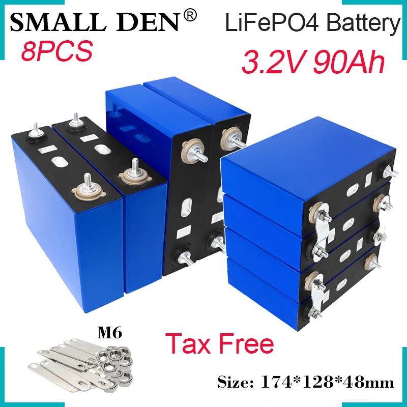 8PCS Original 3.2V 90Ah LiFePO4 Rechargeable Battery 3C High Power For 12V 24V E-Boat Car RV Inverter Home Solar energy storage
8PCS Original 3.2V 90Ah LiFePO4 Rechargeable Battery 3C High Power For 12V 24V E-Boat Car RV Inverter Home Solar energy storage