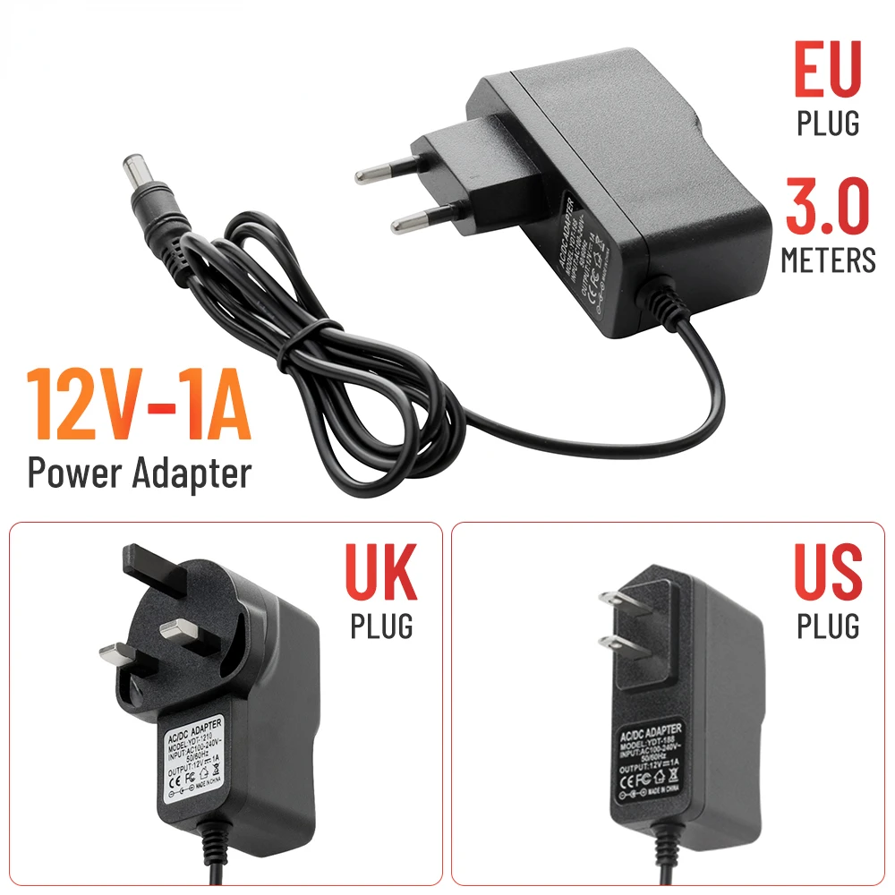 Output Power Adapter AC100V-240V / DC12V 1A Wall Charger DC 5.5Mm X 2.5Mm EU/ US/ UK CCTV Surveillance Camera Dedicated
Output Power Adapter AC100V-240V / DC12V 1A Wall Charger DC 5.5Mm X 2.5Mm EU/ US/ UK CCTV Surveillance Camera Dedicated