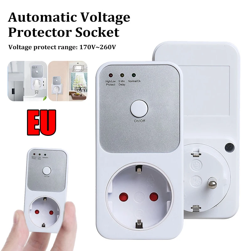 New 1Pc Voltage Protector Socket AC 220V Surge Protection Electrical Outlets EU Plug Automatic Refrigerator Protect For Home
New 1Pc Voltage Protector Socket AC 220V Surge Protection Electrical Outlets EU Plug Automatic Refrigerator Protect For Home