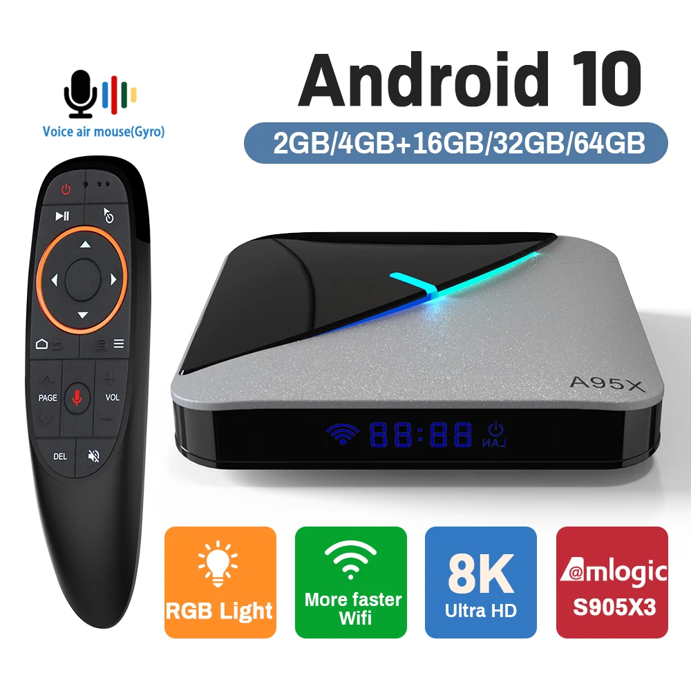 ТВ-приставка Transpeed, Android, A95X F3, Air, Amlogic S905X3, голосовой помощник, двойной Wi-Fi, BT4.1, H.265, 8K, 4K, 3D
ТВ-приставка Transpeed, Android, A95X F3, Air, Amlogic S905X3, голосовой помощник, двойной Wi-Fi, BT4.1, H.265, 8K, 4K, 3D