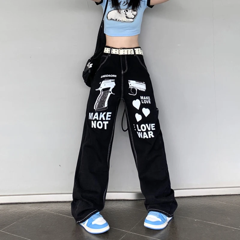 American Vintage Black High Waist Jeans Fashion Printing Straight Wide Leg Pants Y2K Street Washed Denim Trouser Ladies Autumn
American Vintage Black High Waist Jeans Fashion Printing Straight Wide Leg Pants Y2K Street Washed Denim Trouser Ladies Autumn