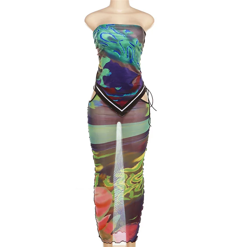 Vest Crop Top Hollow Out Lace Up Bodycon Maxi Skirts Suit Summer Printed Sheer Mesh Two Piece Set Women Sexy Bandage Strapless
Vest Crop Top Hollow Out Lace Up Bodycon Maxi Skirts Suit Summer Printed Sheer Mesh Two Piece Set Women Sexy Bandage Strapless