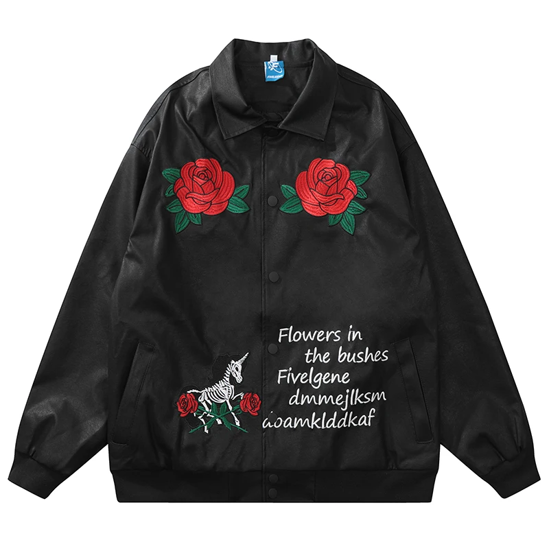 Autumn Winter Bomber Jackets Men Embroidered Red Rose PU Leather Motorcycle Jacket Hip Hop Vintage Oversized Coat Streetwear
Autumn Winter Bomber Jackets Men Embroidered Red Rose PU Leather Motorcycle Jacket Hip Hop Vintage Oversized Coat Streetwear