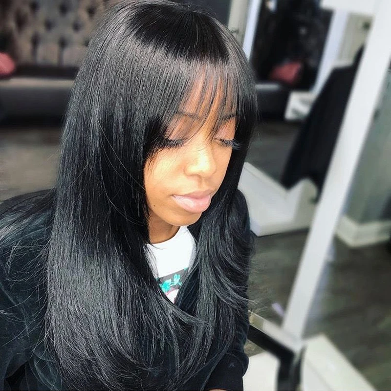 Layered Cut Human Hair Wig With Bangs Full Machine Made Glueless Brazilian Remy Straight Human Hair Wig for Black Women 24inches
Layered Cut Human Hair Wig With Bangs Full Machine Made Glueless Brazilian Remy Straight Human Hair Wig for Black Women 24inches