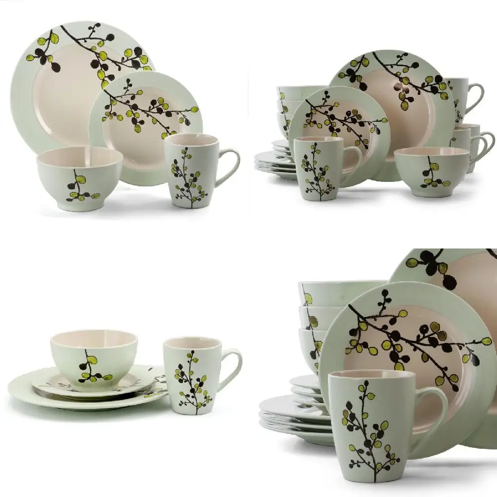 Refreshing 16-Piece Green Round Stoneware Dinnerware Set for an Elegant Table Display.
Refreshing 16-Piece Green Round Stoneware Dinnerware Set for an Elegant Table Display.