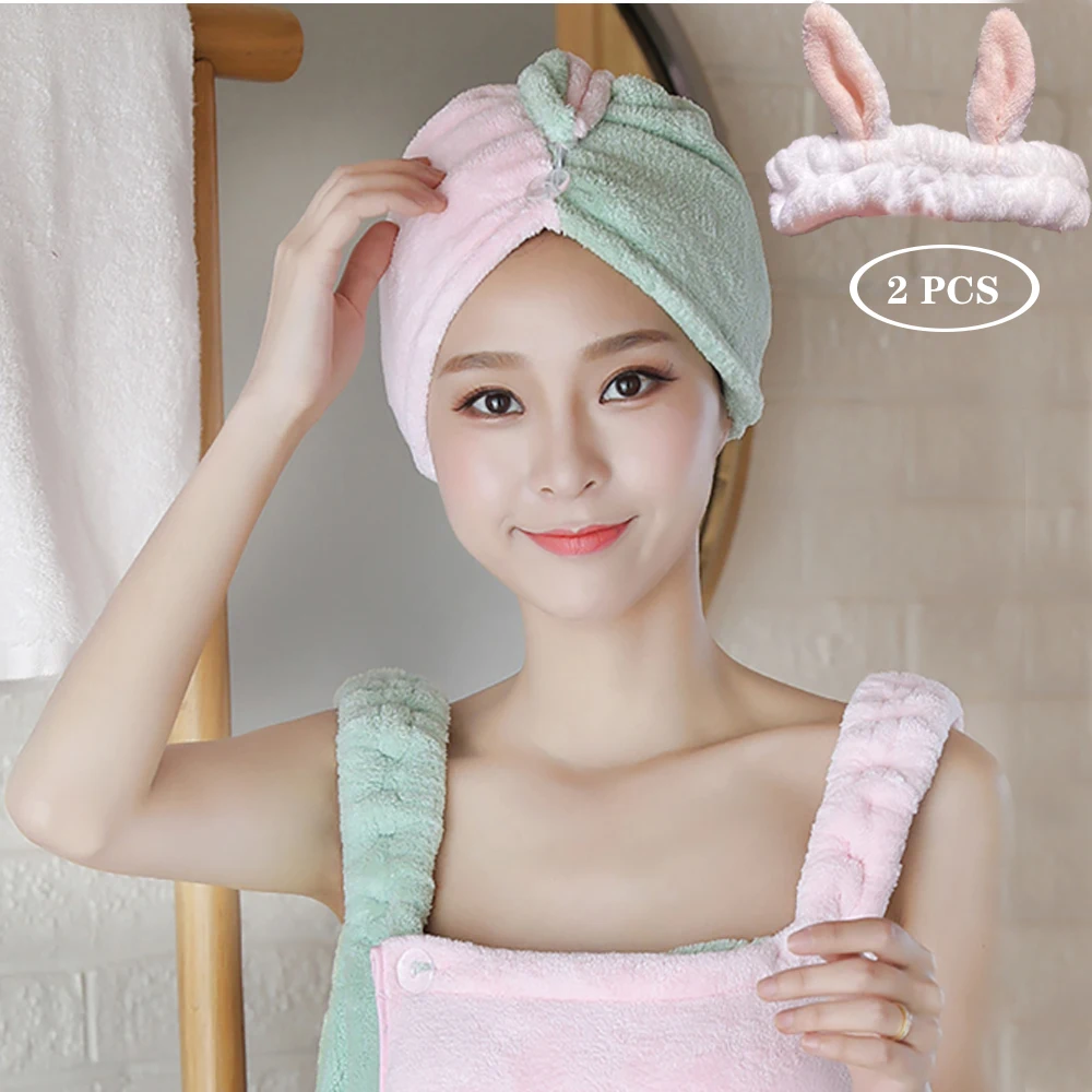 2Pc Microfiber Dry Hair Cap Face Wash Headband 2 Piece Set Shower Cap Girl Washing Hair Quick-drying Wiping Hair Towel Tool
2Pc Microfiber Dry Hair Cap Face Wash Headband 2 Piece Set Shower Cap Girl Washing Hair Quick-drying Wiping Hair Towel Tool