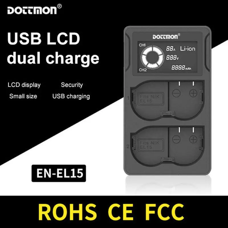 EN-EL15 battery charger LCD dual charge for Nikon D7000 D7100 D7200 D850 D750 D7500 D810 D500 D800 D610 D600 EN-EL15b Battery 
EN-EL15 battery charger LCD dual charge for Nikon D7000 D7100 D7200 D850 D750 D7500 D810 D500 D800 D610 D600 EN-EL15b Battery