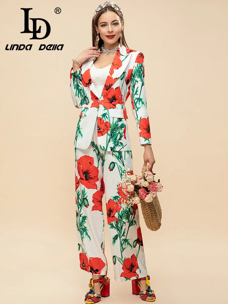 LD LINDA DELLA модный весенний брючный костюм для женщин с длинным рукавом, с одной пряжкой, куртка с принтом и штаны с цветочным принтом, комплект из 2 предметов
LD LINDA DELLA модный весенний брючный костюм для женщин с длинным рукавом, с одной пряжкой, куртка с принтом и штаны с цветочным принтом, комплект из 2 предметов