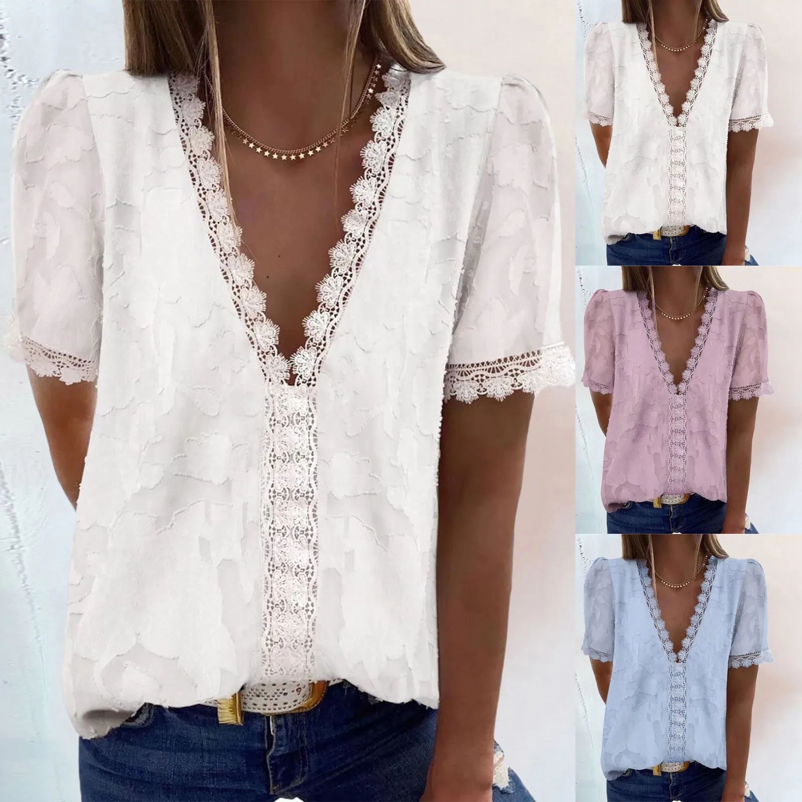 Women Summer Casual Fashion Short Sleeve Casual T Shirt V Neck Solid Color Top Plain T Shirts Ladies Soft White
Women Summer Casual Fashion Short Sleeve Casual T Shirt V Neck Solid Color Top Plain T Shirts Ladies Soft White
