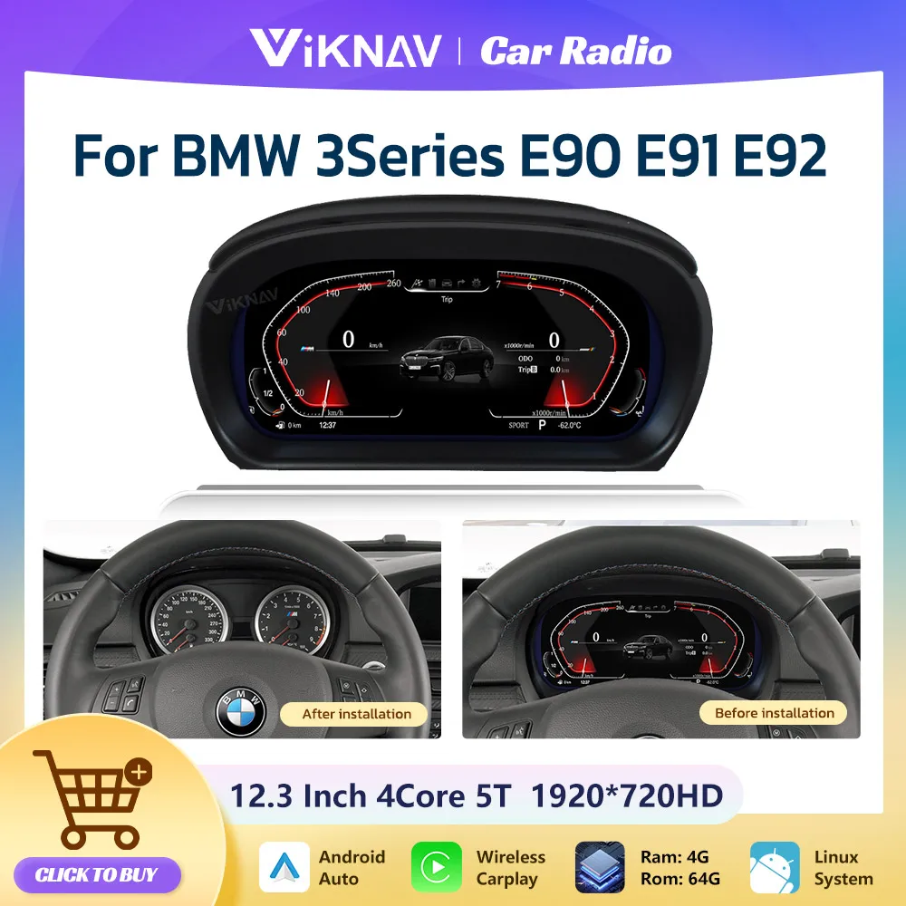 

Дисплей информации об автомобиле для BMW 3 серии E90 E91 E92 E93 2004-2010 цифровая панель приборной панели виртуальный инструмент кластер спидометр
