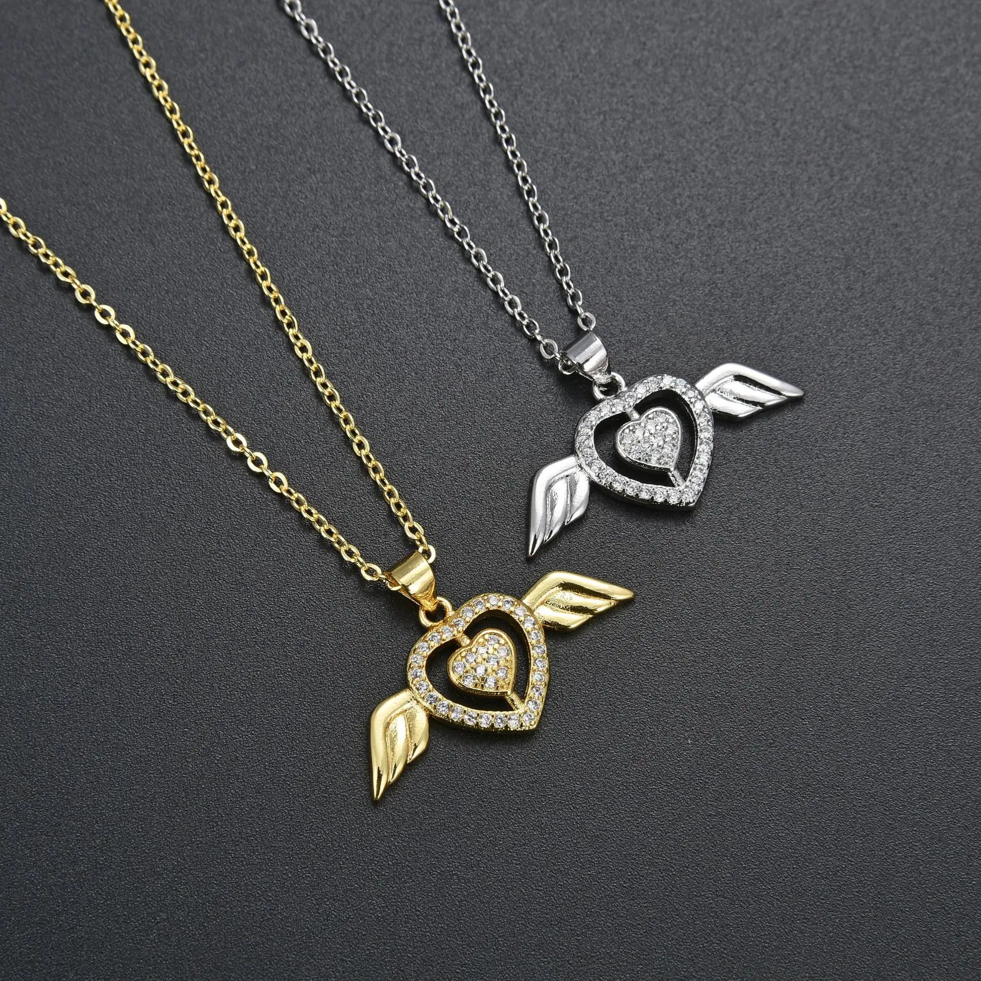 Fashion Angel Wings Heart Pendant Necklace Filled CZ Zircon Crystal Clavicle Chain Necklace for Women Jewelry Gifts
Fashion Angel Wings Heart Pendant Necklace Filled CZ Zircon Crystal Clavicle Chain Necklace for Women Jewelry Gifts
