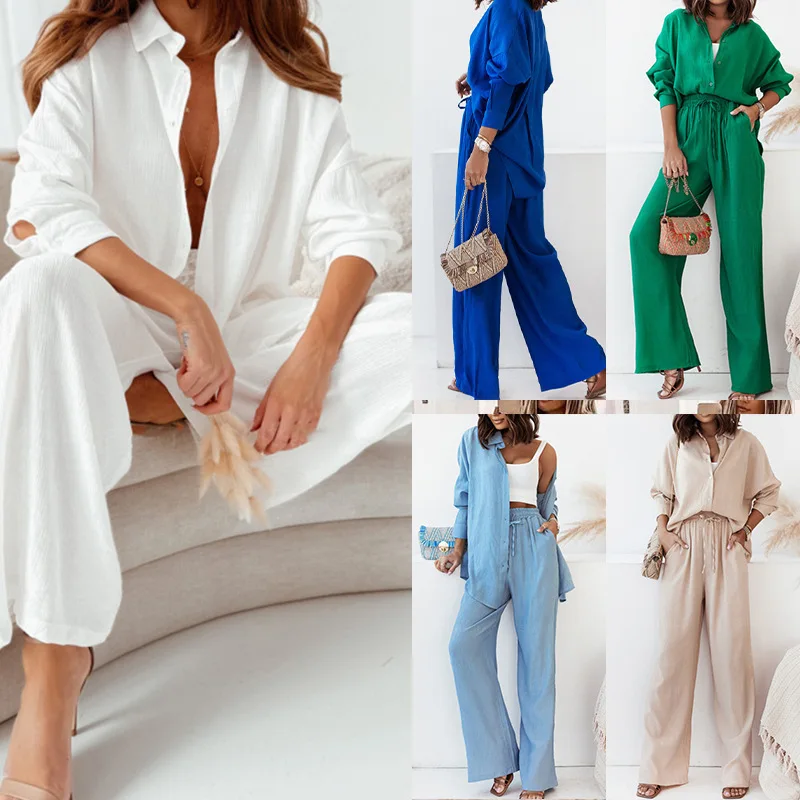 Women Casual Loose Two Piece Set Vacation Outfits Fashion Elegant Long Sleeve Shirt High Waist Wide Leg Pants Tracksuit Outfits
Women Casual Loose Two Piece Set Vacation Outfits Fashion Elegant Long Sleeve Shirt High Waist Wide Leg Pants Tracksuit Outfits