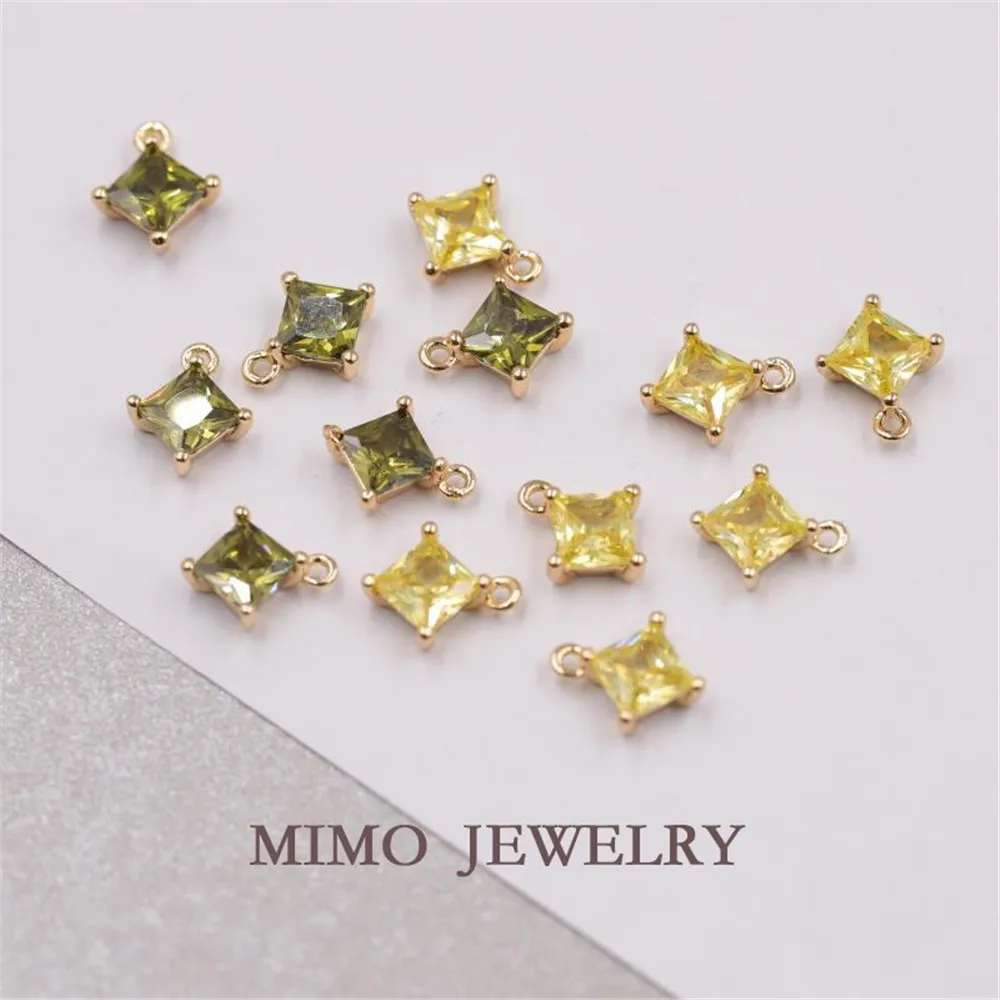 Gold plated cube square color zircon single ring Pendant copper plated 14K gold DIY fitting
Gold plated cube square color zircon single ring Pendant copper plated 14K gold DIY fitting