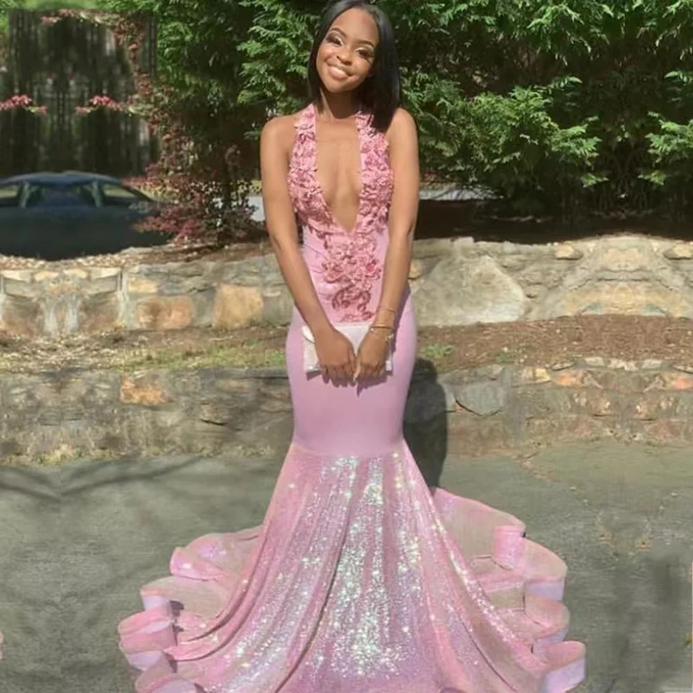 2022 Sexy Elegant Mermaid Sleeveless Prom Dresses Halter V Neck Backless Appliques Girl Long Evening Party Gowns
2022 Sexy Elegant Mermaid Sleeveless Prom Dresses Halter V Neck Backless Appliques Girl Long Evening Party Gowns