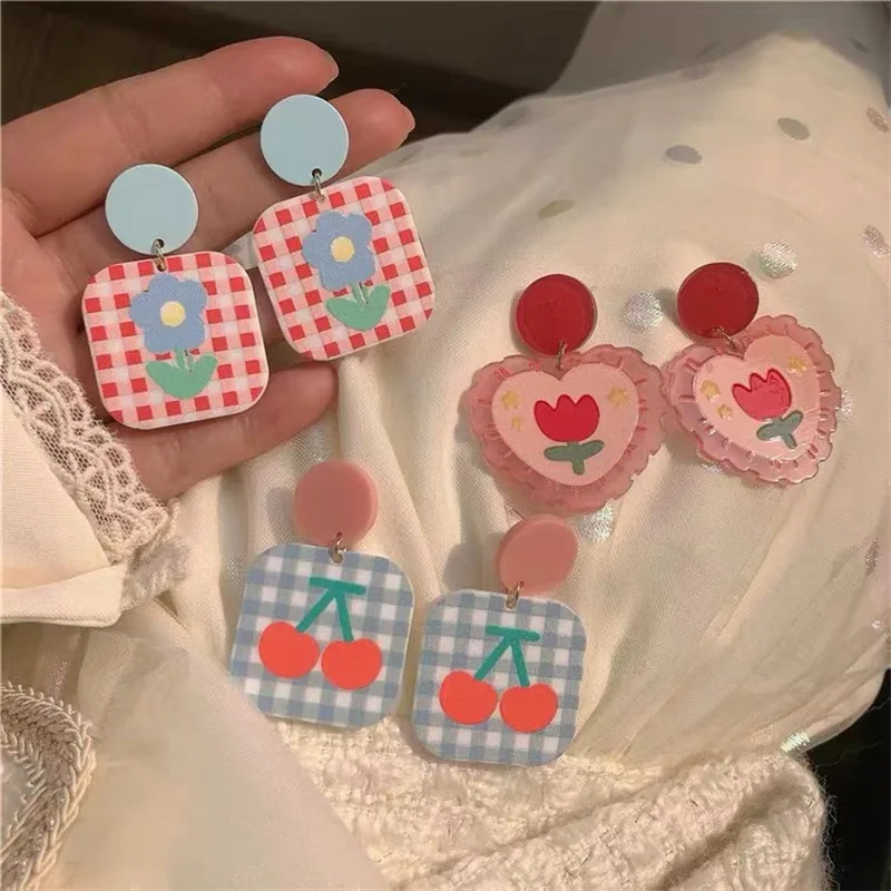 Pink Tulip Rose Contrast Color Plaid Sweet Stud Earrings Cherry Vintage Statement Acrylic Trendy Kpop Unusual Boho Jewelry 2022
Pink Tulip Rose Contrast Color Plaid Sweet Stud Earrings Cherry Vintage Statement Acrylic Trendy Kpop Unusual Boho Jewelry 2022