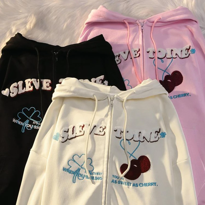 Letter Embroidery Zip Up Hoodie Love Simple Hip Hop Flocking Hoodies Women Harajuku Loose Couple Sweatshirt Hoodie Y2k Tops
Letter Embroidery Zip Up Hoodie Love Simple Hip Hop Flocking Hoodies Women Harajuku Loose Couple Sweatshirt Hoodie Y2k Tops