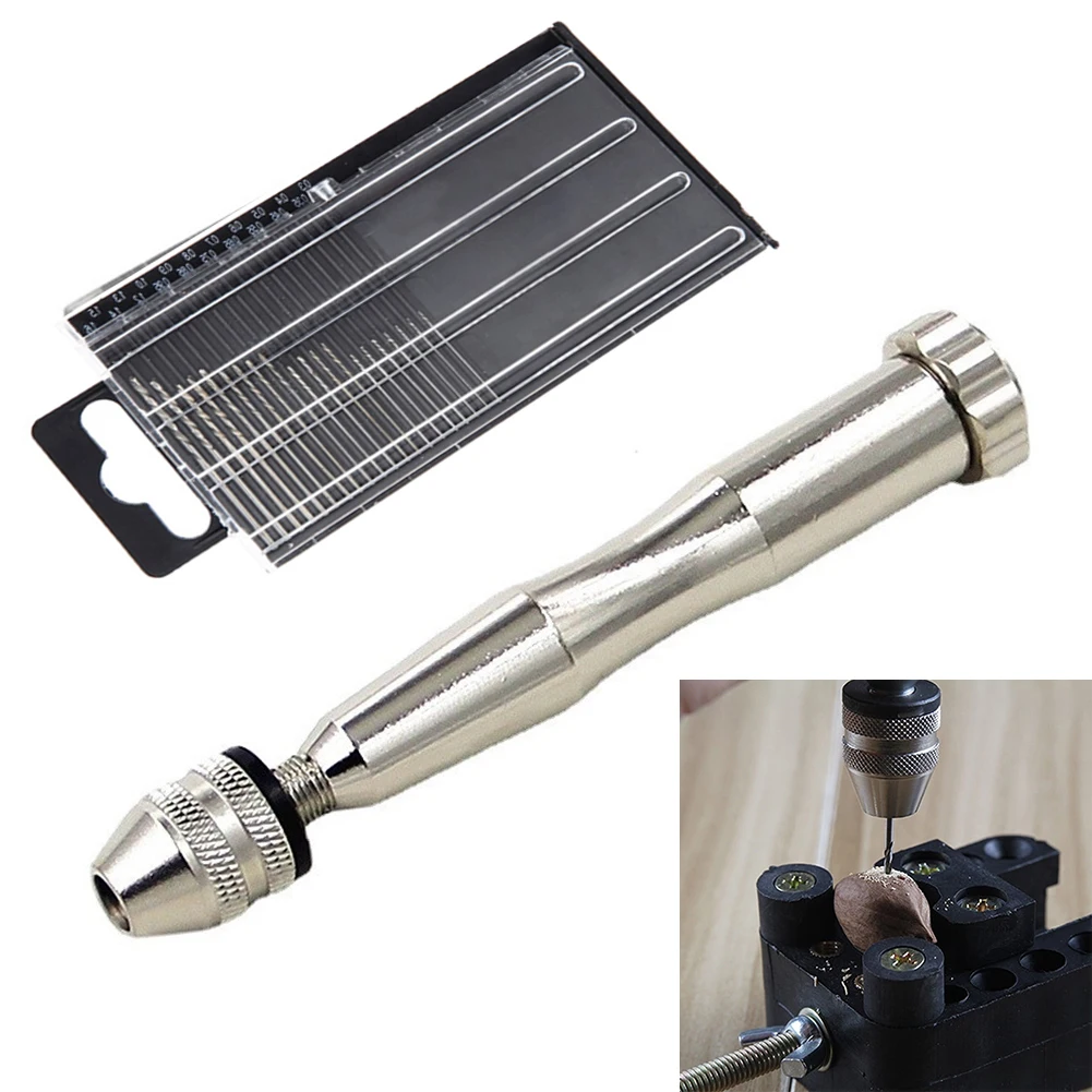 Aluminum 0.3-3.5mm Hand Drill 120mm Length With Keyless Chuck Wood Drilling + HSS 20pcs Drill Bits Micro Drill Bits Set
Aluminum 0.3-3.5mm Hand Drill 120mm Length With Keyless Chuck Wood Drilling + HSS 20pcs Drill Bits Micro Drill Bits Set