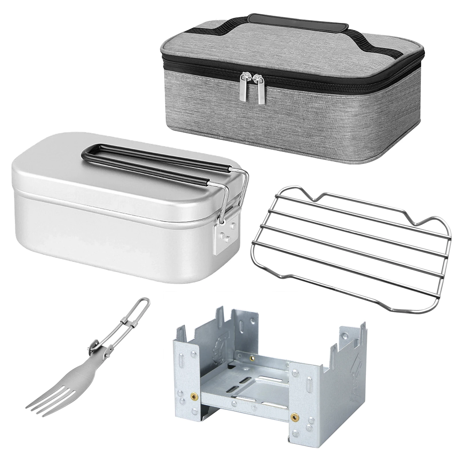 Camping 800ml Lunch Box Mini Folding Stove Steaming Rack Tableware Combo Set Outdoor Hiking Picnic Flatware
Camping 800ml Lunch Box Mini Folding Stove Steaming Rack Tableware Combo Set Outdoor Hiking Picnic Flatware