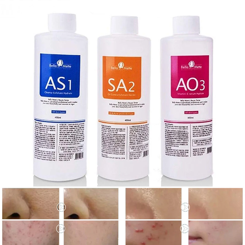 

3pcs AS1 SA2 AO3 Aqua Peeling Solution 400ml Hydra Dermabrasion Face Clean Facial Cleansing Blackhead Export Liquid Beauty Salon